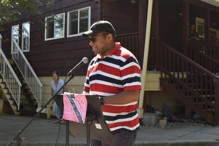 Adam reciting his speech about Trinidad and Tabago